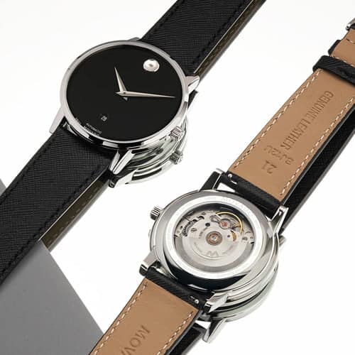 Movado Museum Black Dial Black Leather Strap Watch For Men - 2100002 Buy Now By Movado