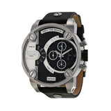 Diesel Little Daddy Black Dial Black Leather Strap Watch For Men - DZ7256 Buy Now By Diesel