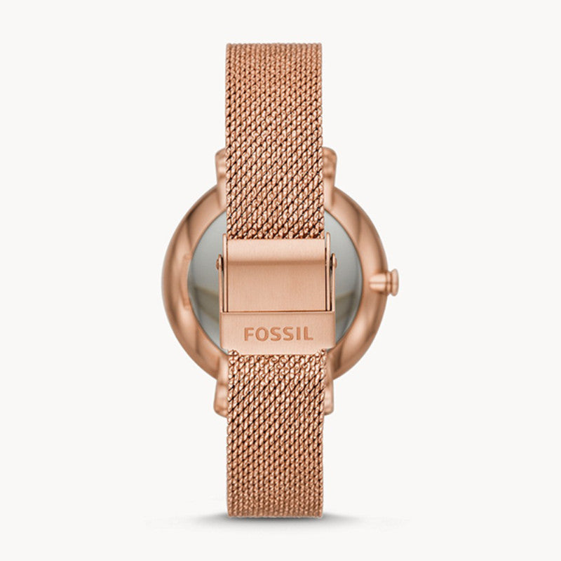 Fossil Jacqueline Three-Hand White Dial Rose Gold Mesh Bracelet Watch for Women - ES4534 Buy Now By Fossil