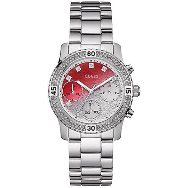 Guess Confetti Diamonds Silver Dial Silver Steel Strap Watch for Women - W0774L7 Buy Now By Guess