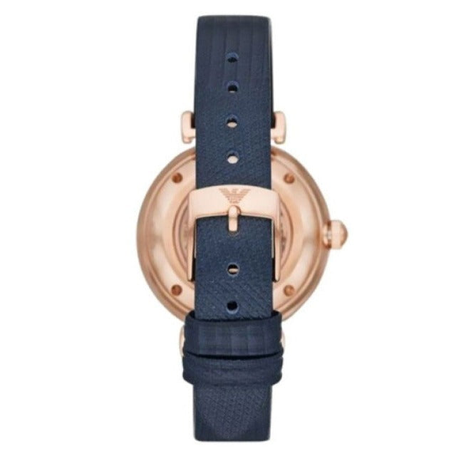 Emporio Armani Gianni T-Bar Analog Silver Dial Blue Leather Strap Watch For Women - AR60020 Buy Now By Emporio Armani