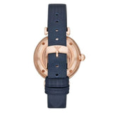 Emporio Armani Gianni T-Bar Analog Silver Dial Blue Leather Strap Watch For Women - AR60020 Buy Now By Emporio Armani