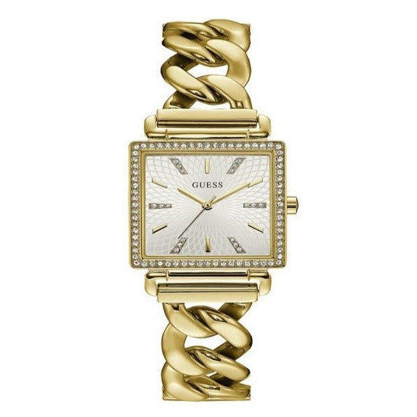Guess Vanity Diamonds Silver Dial Gold Steel Strap Watch for Women - W1030L2 Buy Now By Guess