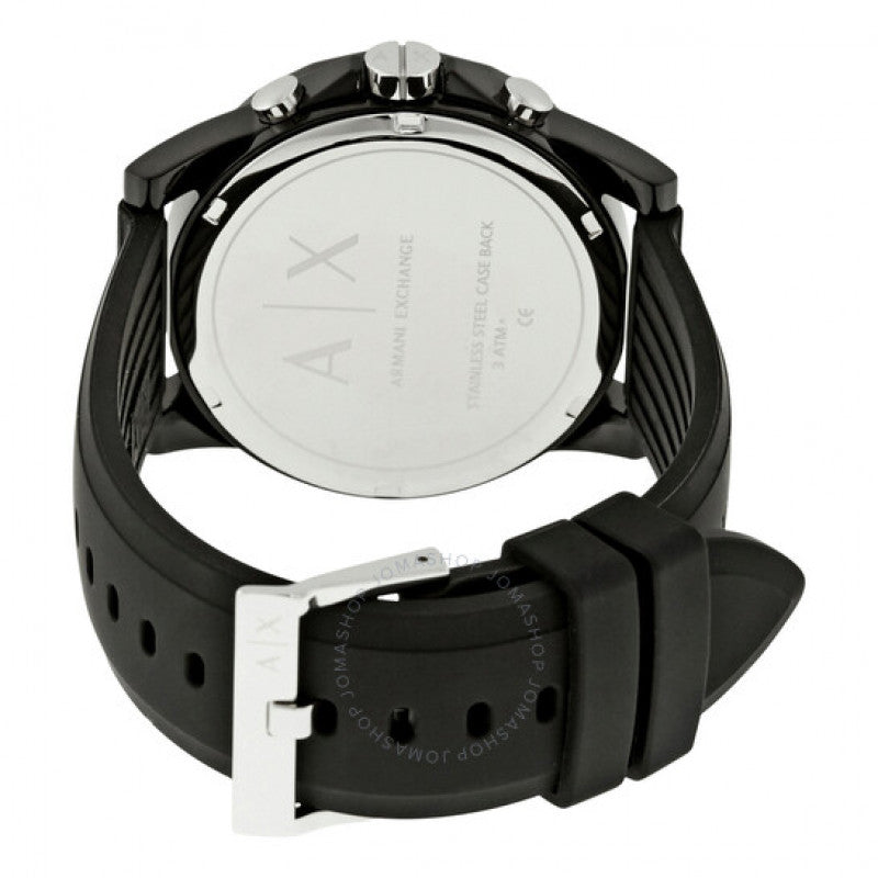 Armani Exchange Outerbanks Chronograph Black Dial Black Silicone Strap Watch For Men - AX1326 Buy Now By Armani Exchange