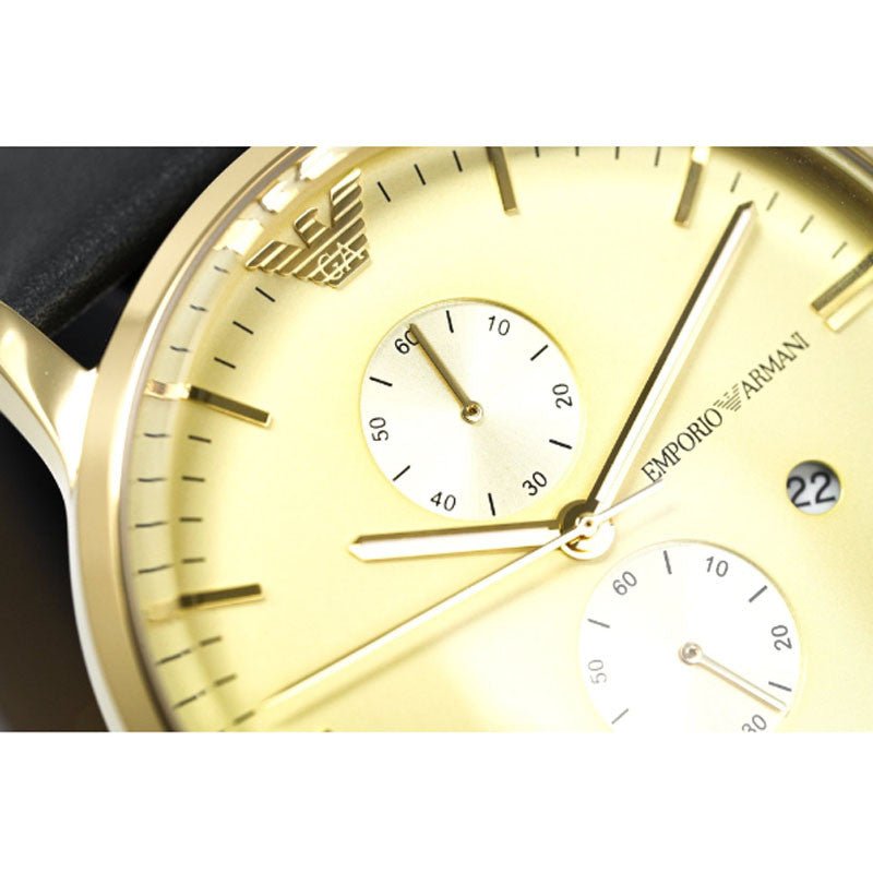 Emporio Armani Gianni Beige Dial Grey Leather Strap Watch For Men - AR0386 Buy Now By Emporio Armani