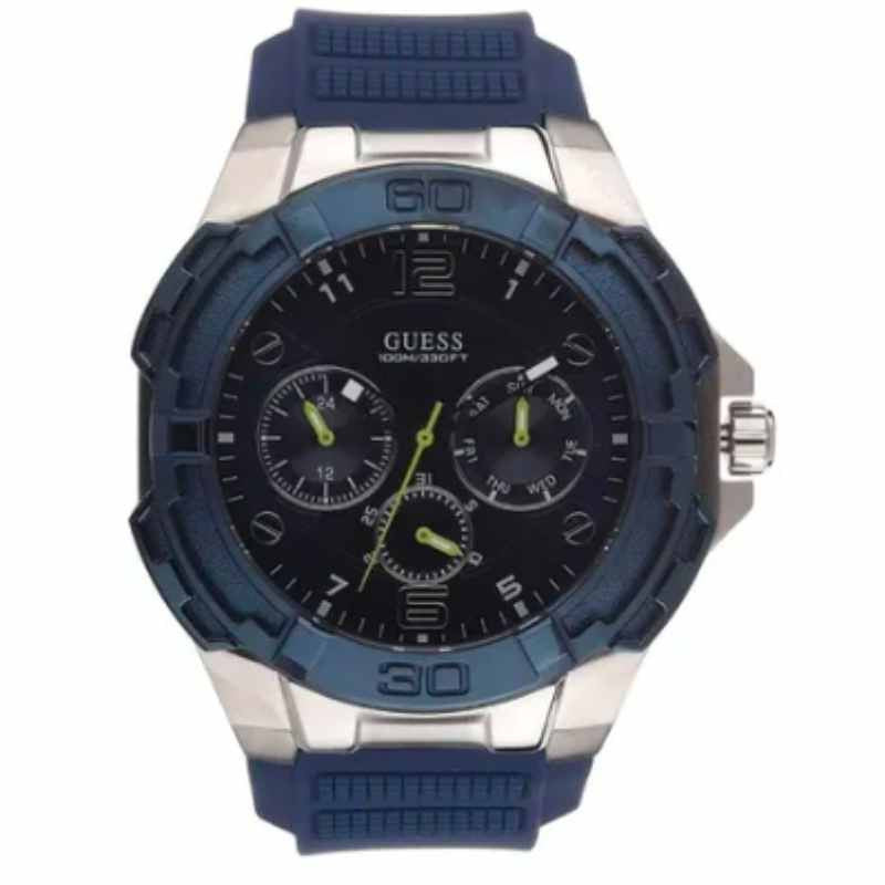 Guess Genesis Multi Function Analog Blue Dial Blue Rubber Strap Watch For Men - W1254G1 Buy Now By Guess