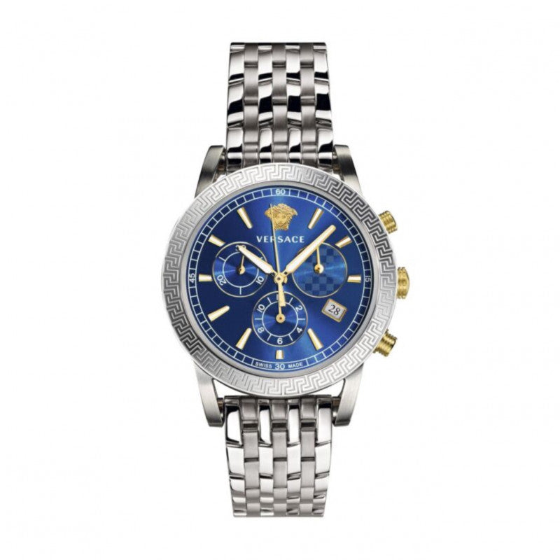 Versace Sport Tech Chronograph Blue Dial Silver Steel Strap Watch for Men - VELT00219 Buy Now By Versace