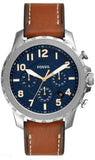 Fossil Bowman Chronograph Blue Dial Brown Leather Strap Watch for Men - FS5602 Buy Now By Fossil