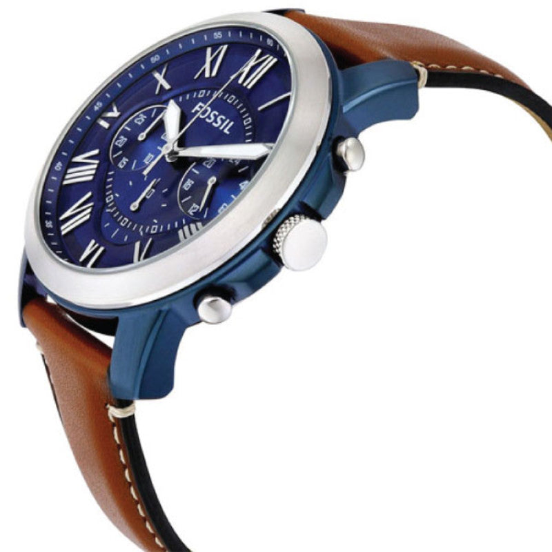 Fossil Grant Chronograph Blue Dial Brown Leather Strap Watch for Men - FS5151 Buy Now By Fossil