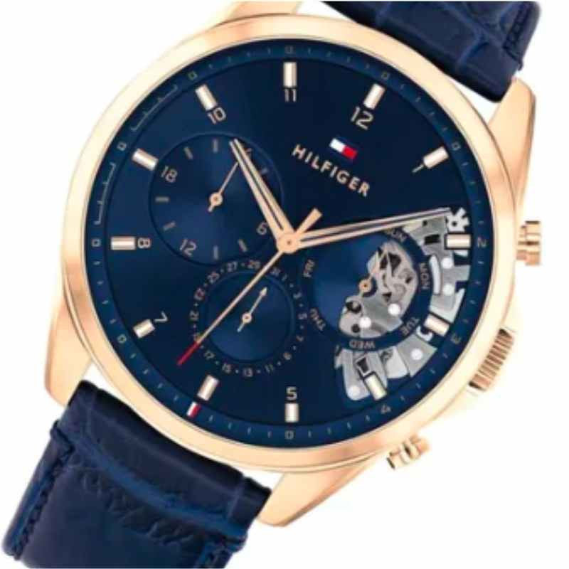 Tommy Hilfiger Baker Chronograph Quartz Blue Dial Blue Leather Strap Watch For Men - 1710451 Buy Now By Tommy Hilfiger