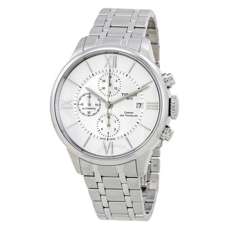 Tissot Chemin des Tourelles Automatic Chronograph White Dial Silver Steel Strap Watch for Men - T099.427.11.038.00 Buy Now By Tissot