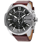 Diesel Mega Chief Chronograph Black Dial Brown Leather Strap Watch For Men - DZ4290 Buy Now By Diesel