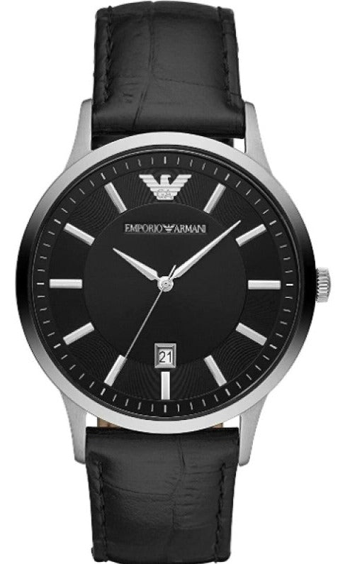 Emporio Armani Renato Analog Black Dial Black Leather Strap Watch For Men - AR11186 Buy Now By Emporio Armani