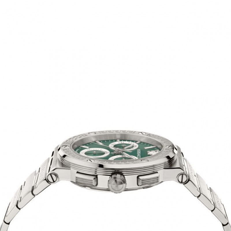 Versace Grace Chronograph Quartz Green Dial Silver Steel Strap Watch For Men - VEZ900121 Buy Now By Versace