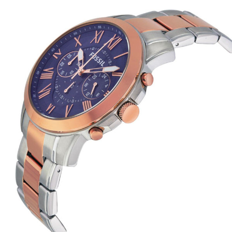 Fossil Grant Chronograph Blue Dial Two Tone Steel Strap Watch for Men - FS5024 Buy Now By Fossil