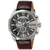 Diesel Mega Chief Chronograph Black Dial Brown Leather Strap Watch For Men - DZ4290 Buy Now By Diesel