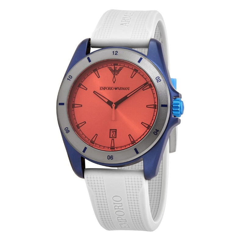 Emporio Armani Sigma Analog Orange Dial Grey Silicone Strap Watch For Men - AR11218 Buy Now By Emporio Armani