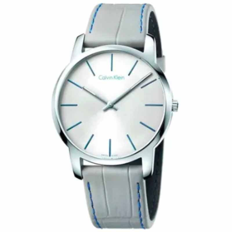 Calvin Klein City Silver Dial Grey Leather Strap Watch for Men - K2G211Q4 Buy Now By Calvin Klein