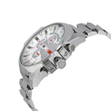 Diesel Mega Chief Chronograph White Dial Silver Steel Strap Watch For Men - DZ4328 Buy Now By Diesel