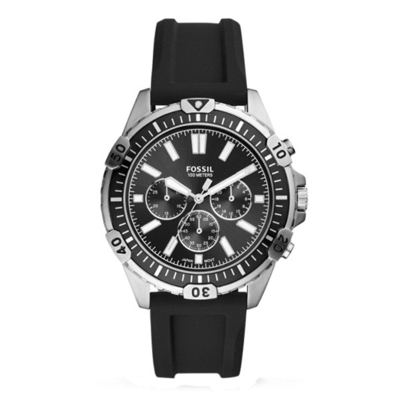 Fossil Garrett Chronograph Black Dial Black Rubber Strap Watch for Men - FS5624 Buy Now By Fossil