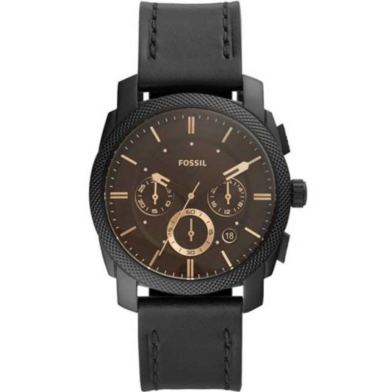 Fossil Machine Chronograph Black Dial Black Leather Strap Watch for Men - FS5586 Buy Now By Fossil
