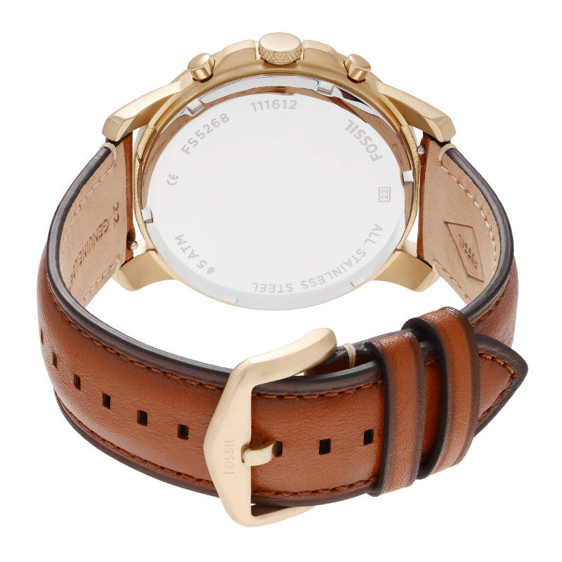 Fossil Grant Sport Chronograph Blue Dial Brown Leather Strap Watch for Men - FS5268 Buy Now By Fossil