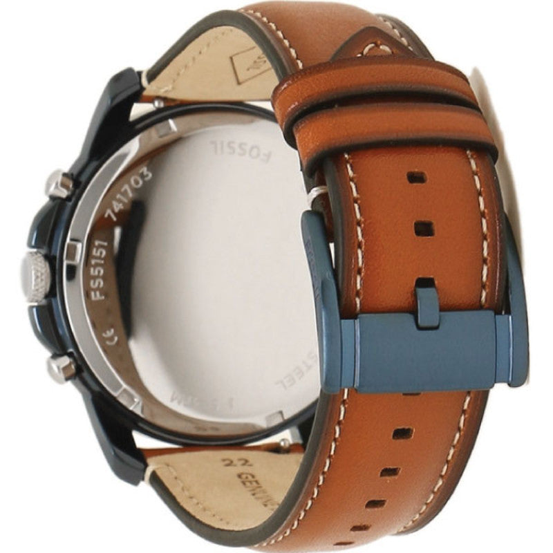 Fossil Grant Chronograph Blue Dial Brown Leather Strap Watch for Men - FS5151 Buy Now By Fossil