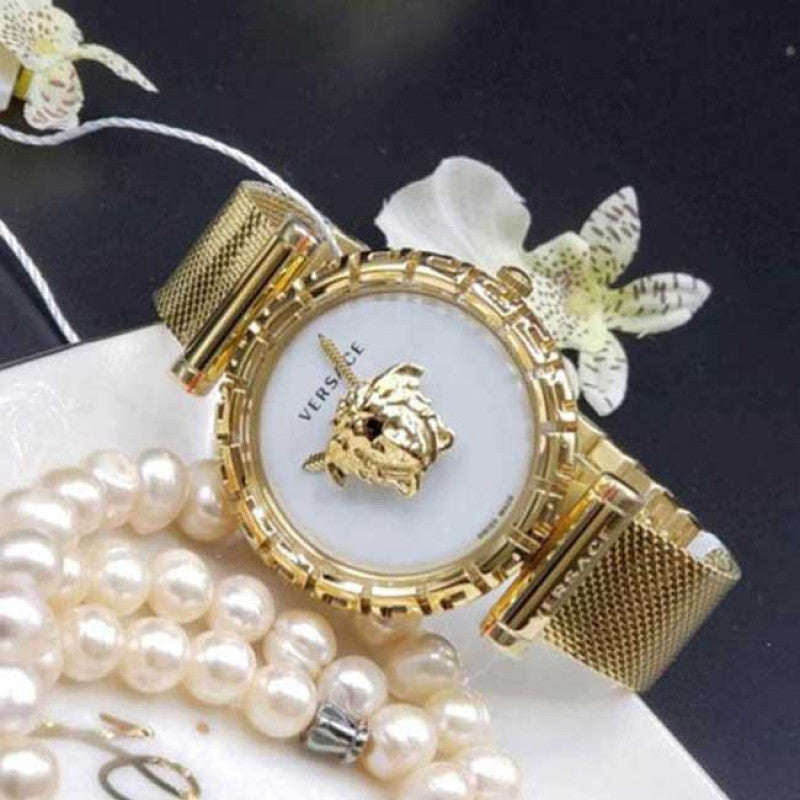 Versace Palazzo Empire Greca White Dial Gold Mesh Bracelet Watch for Women - VEDV00619 Buy Now By Versace