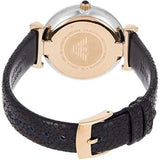 Emporio Armani Gianni T Bar Analog Blue Dial Black Leather Strap Watch For Women - AR1989 Buy Now By Emporio Armani
