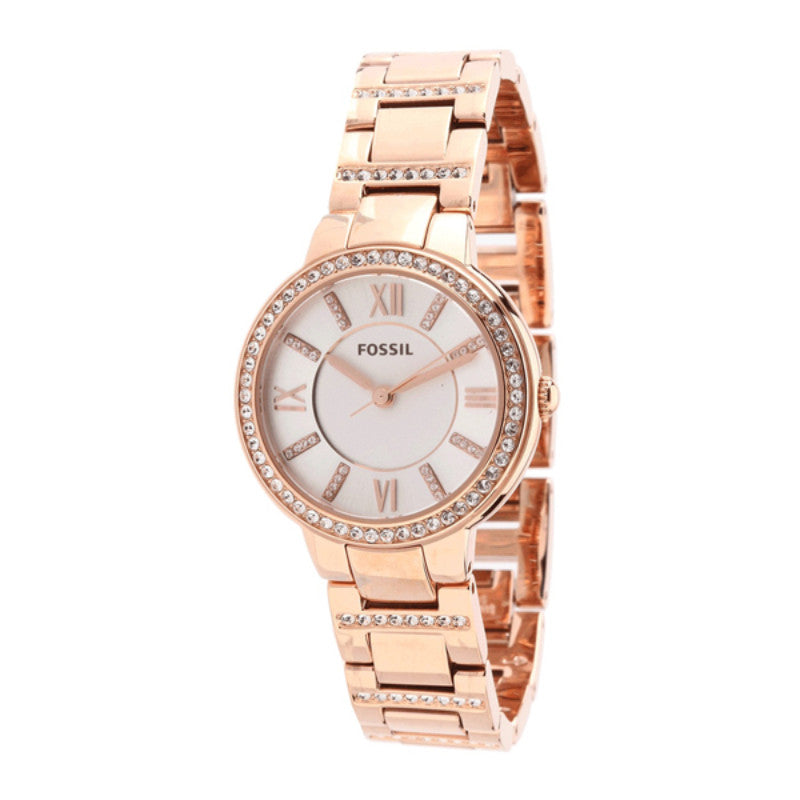 Fossil Virginia White Dial Rose Gold Steel Strap Watch for Women - ES3284 Buy Now By Fossil
