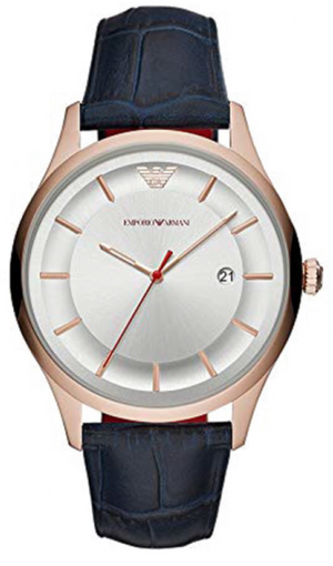 Emporio Armani Classic Silver Dial Blue Leather Strap Watch For Men - AR11131 Buy Now By Emporio Armani