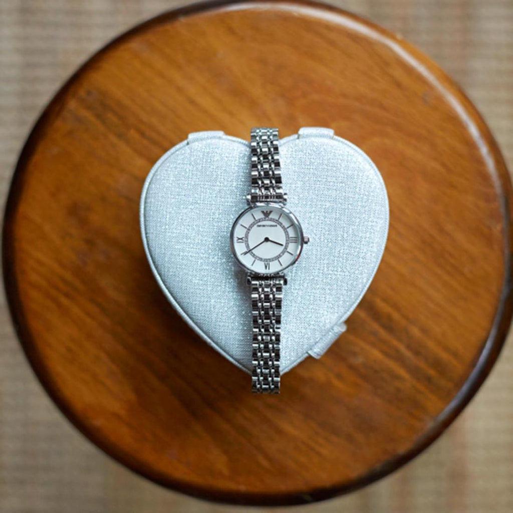 Emporio Armani Gianni T-Bar Mother of Pearl Dial Silver Stainless Steel Watch For Women - AR1908 Buy Now By Emporio Armani