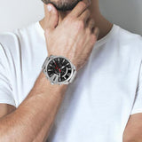 Diesel Mega Chief Chronograph Black Dial Silver Steel Strap Watch For Men - DZ4308 Buy Now By Diesel