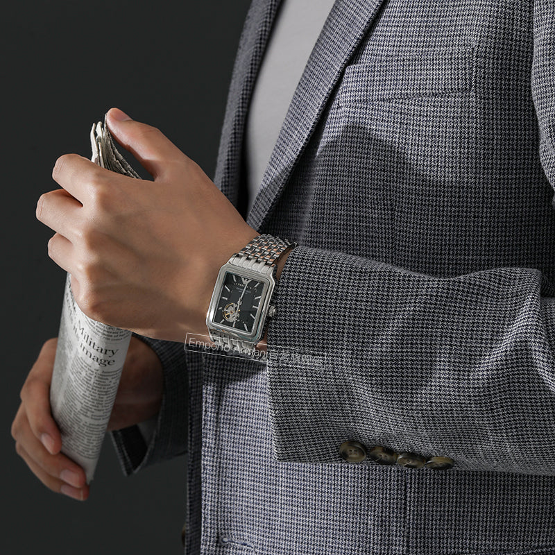 Emporio Armani Diego Automatic Black Dial Silver Steel Strap Watch For Men - AR60057 Buy Now By Emporio Armani