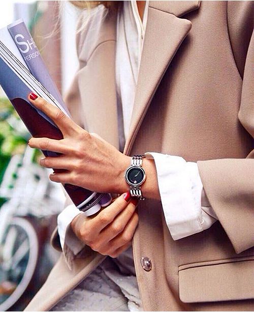 Movado Esperanza 63 Diamonds Black Dial Silver Steel Strap Watch For Women - 0607052 Buy Now By Movado