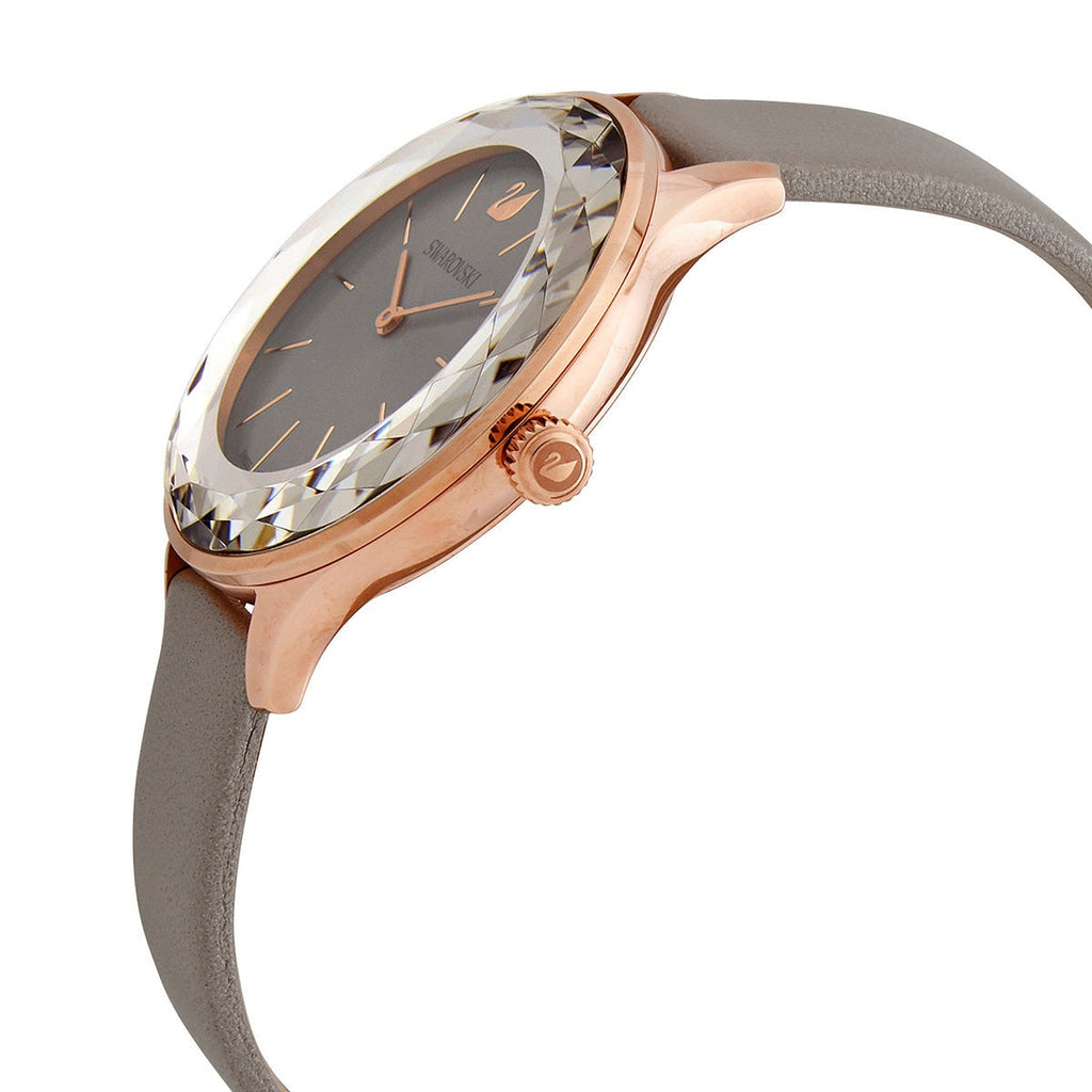 Swarovski Octea Nova Grey Dial Grey Leather Strap Watch for Women - 5295326 Buy Now By Swarovski