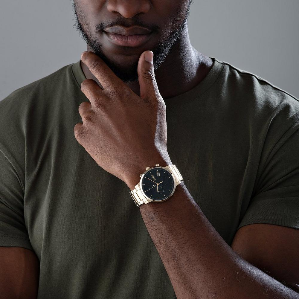 Hugo Boss Integrity Chronograph Grey Dial Gold Steel Strap Watch for Men - 1513781 Buy Now By Hugo Boss