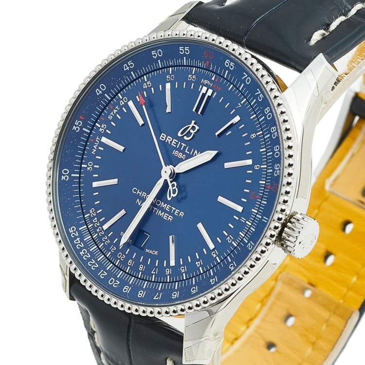 Breitling Navitimer Automatic 41 Blue Dial Blue Leather Strap Watch for Men - A17326161C1P3 Buy Now By Breitling