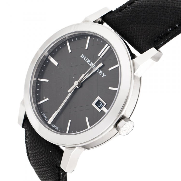 Burberry The City Grey Dial Black Leather Strap Watch for Men - BU9030 Buy Now By Burberry
