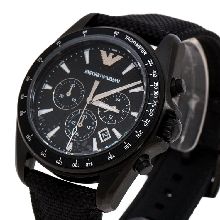 Emporio Armani Sigma Chronograph Black Dial Black Leather Strap Watch For Men - AR6131 Buy Now By Emporio Armani