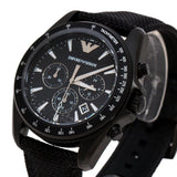 Emporio Armani Sigma Chronograph Black Dial Black Leather Strap Watch For Men - AR6131 Buy Now By Emporio Armani