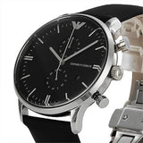 Emporio Armani Gianni Chronograph Black Dial Black Leather Strap Watch For Men - AR0397 Buy Now By Emporio Armani