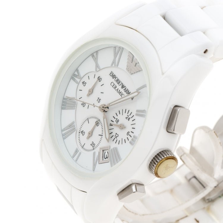 Emporio Armani Chronograph Ceramic White Dial Watch For Women - AR1403 Buy Now By Emporio Armani