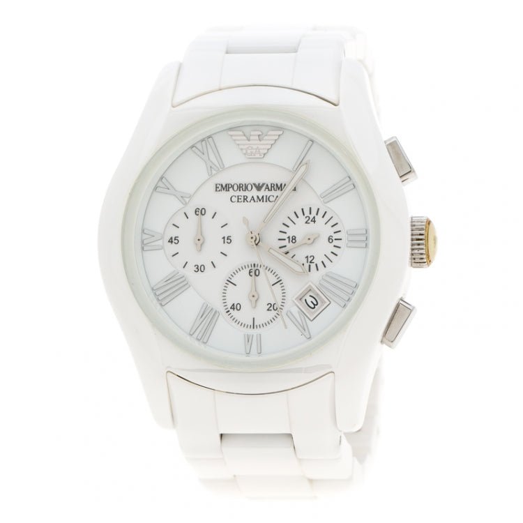 Emporio Armani Chronograph Ceramic White Dial Watch For Women - AR1403 Buy Now By Emporio Armani