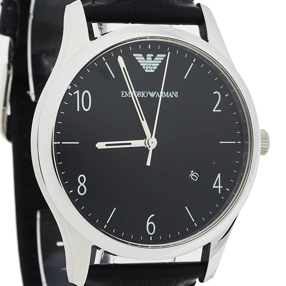 Emporio Armani Classic Quartz Black Dial Black Leather Strap Watch For Men - AR1865 Buy Now By Emporio Armani