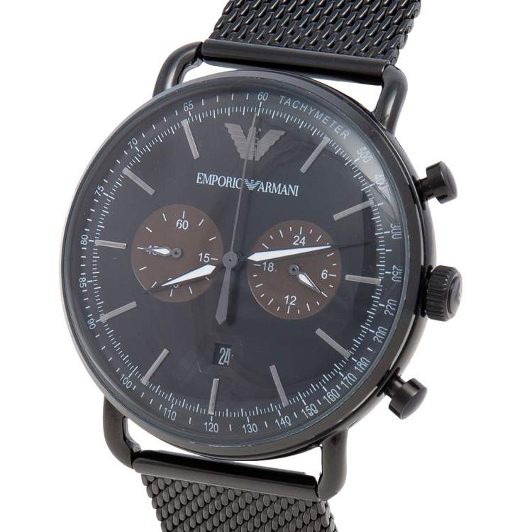 Emporio Armani Aviator Black Dial Black Mesh Bracelet Watch For Men - AR11142 Buy Now By Emporio Armani