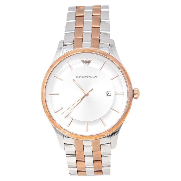 Emporio Armani Lambda Analog Silver Dial Two Tone Steel Strap Watch For Men - AR11044 Buy Now By Emporio Armani