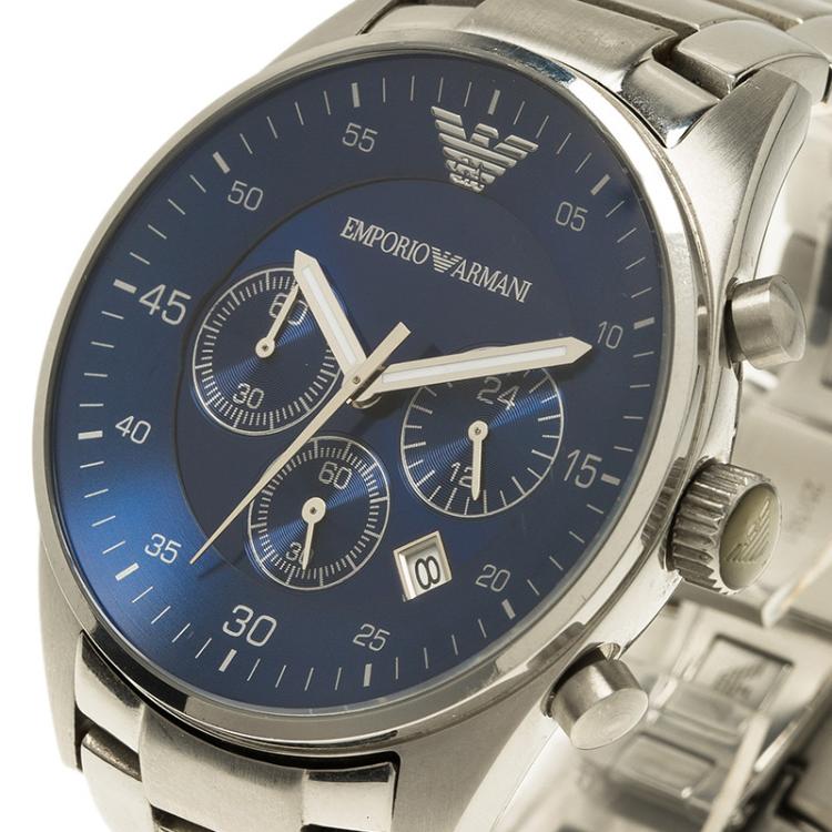 Emporio Armani Sportivo Chronograph Blue Dial Silver Steel Strap Watch For Men - AR5860 Buy Now By Emporio Armani