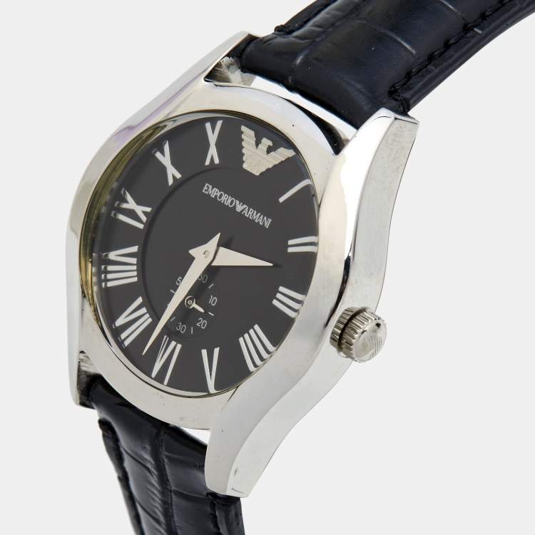 Emporio Armani Velente Black Dial Black Leather Strap Watch For Women - AR0644 Buy Now By Emporio Armani