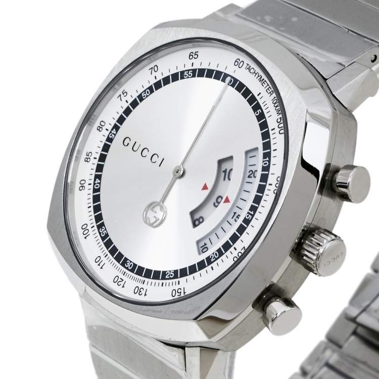 Gucci Grip Collection Quartz Silver Dial Silver Steel Strap Watch For Men - YA157302 Buy Now By Gucci